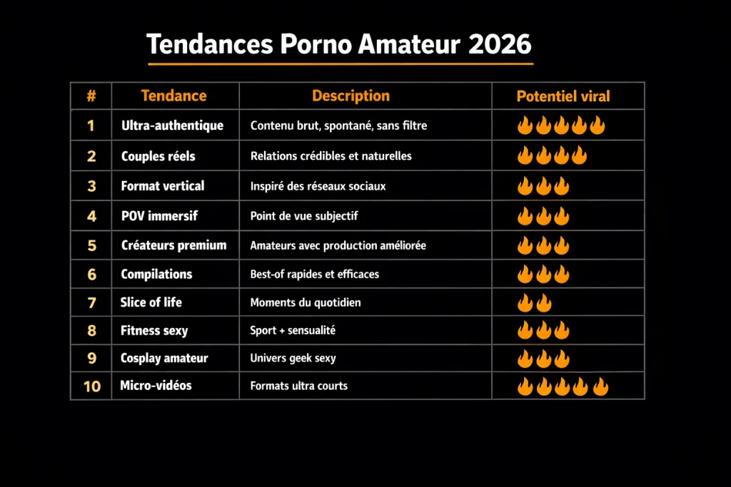 tendances porno amateur